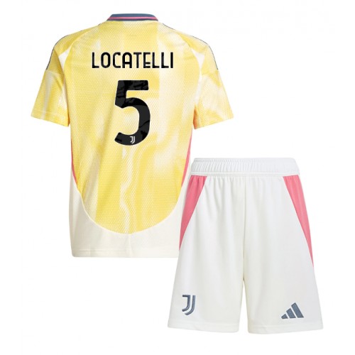 Dres Juventus Manuel Locatelli #5 Gostujuci za djecu 2024-25 Kratak Rukav (+ kratke hlače)